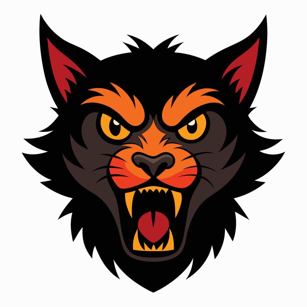 Ferocious Cat Head Art vector