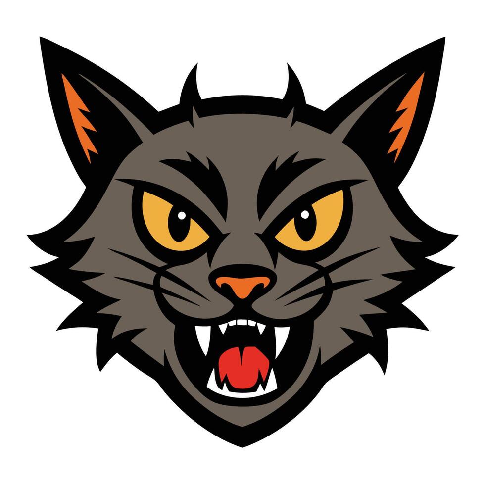 Angry Cat Face Icon vector