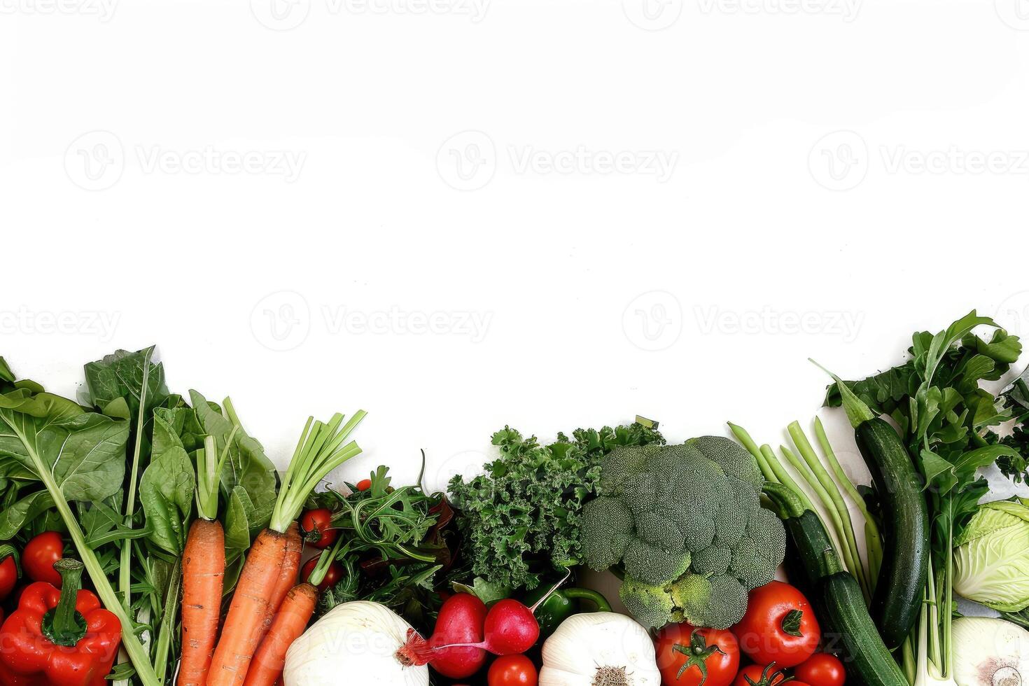 Fresh vegetables background, white background with vegetables photo