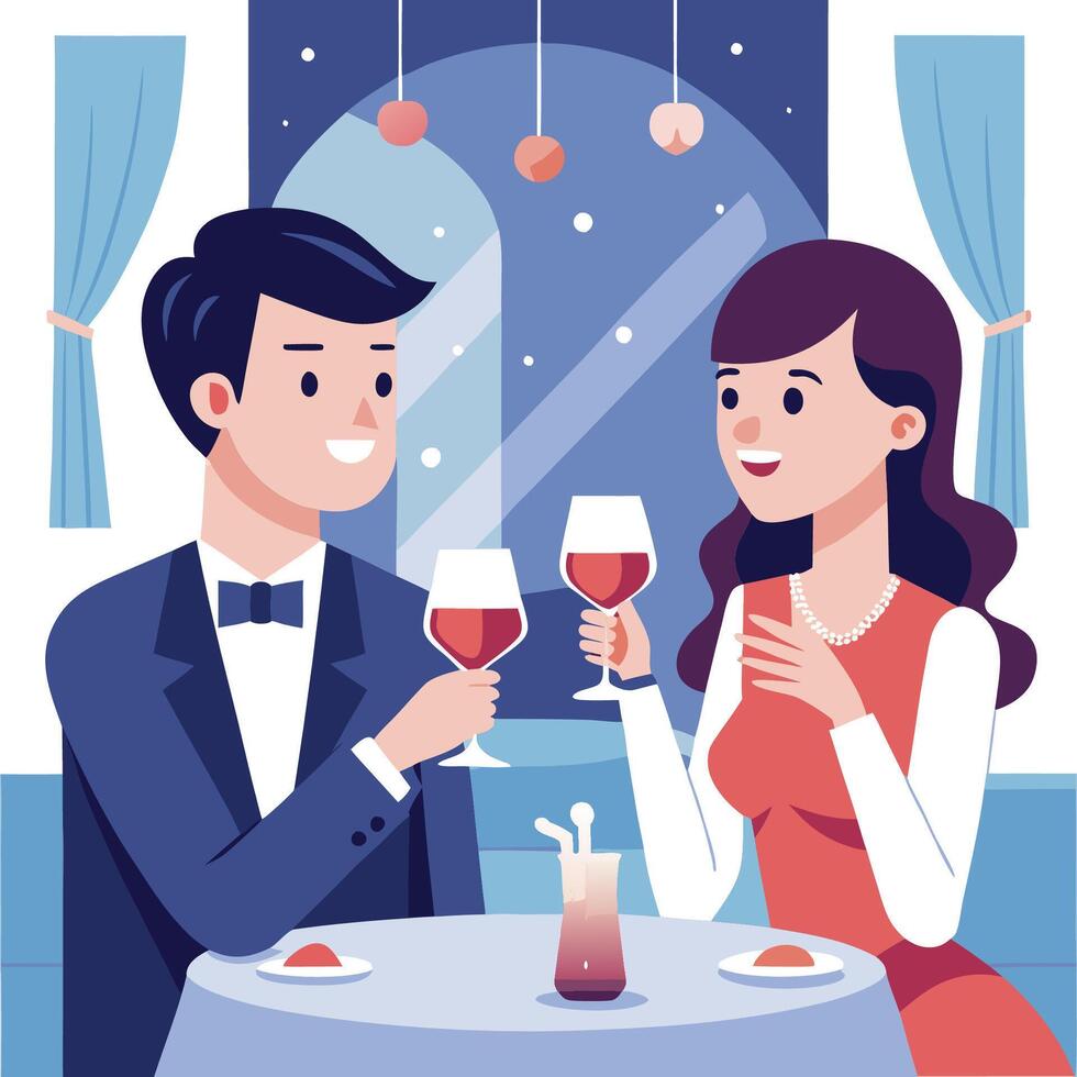 A Couple's Peaceful Wine Moment vector