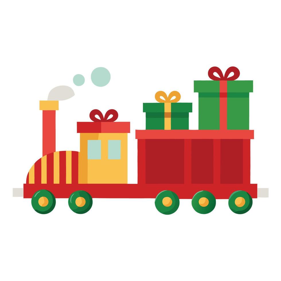 White Background Christmas Train vector