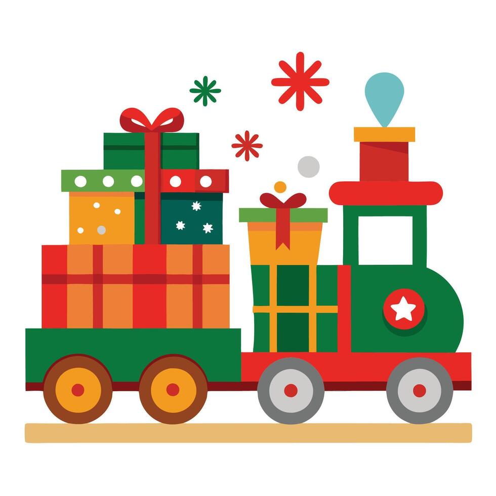 Train Full of Christmas Boxes vector