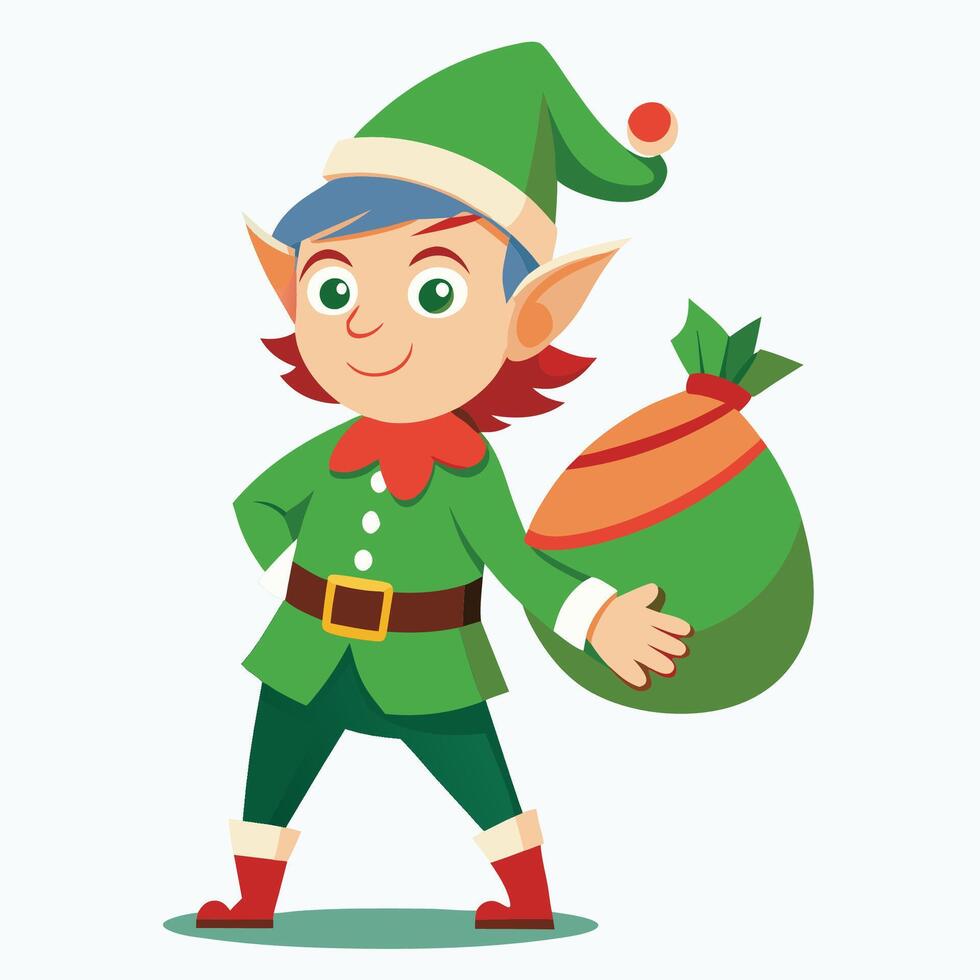 Boy with Large Christmas Sack vector