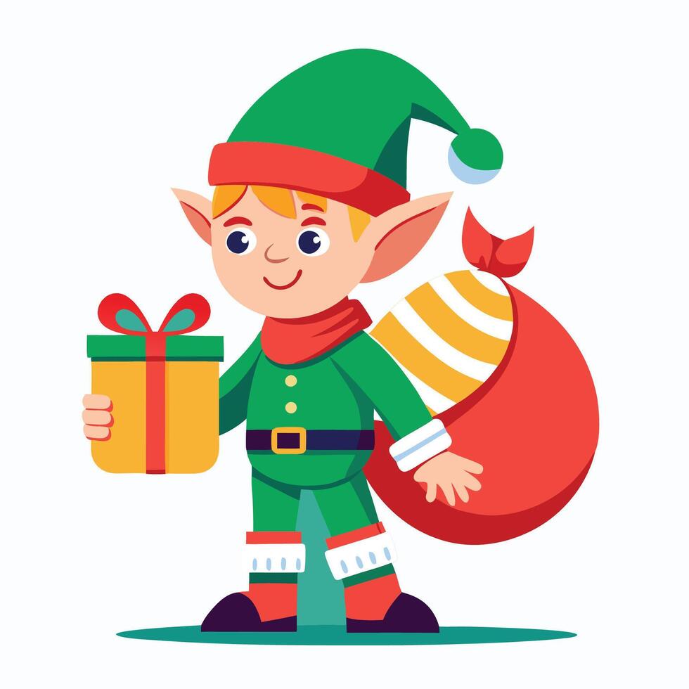 Little Boy with Festive Bag vector