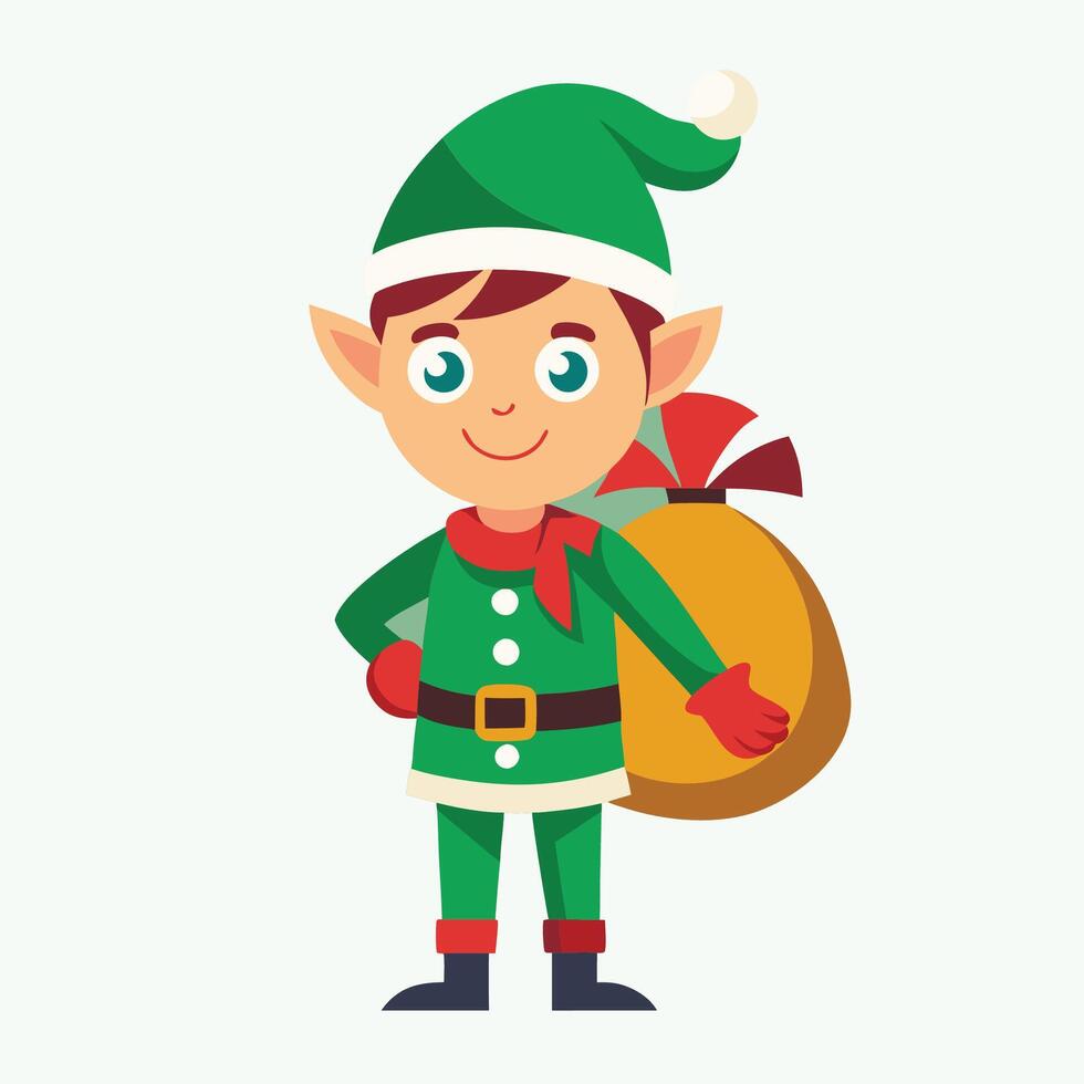 Boy Posing with Holiday Sack vector