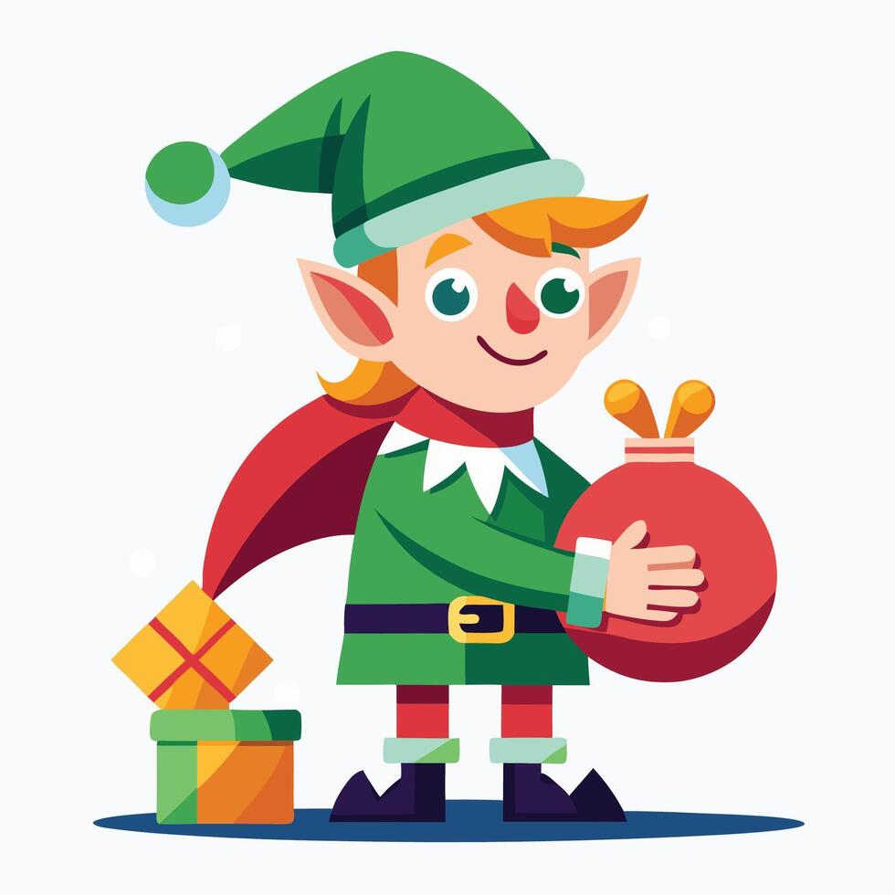 Christmas Boy and Gift Sack vector