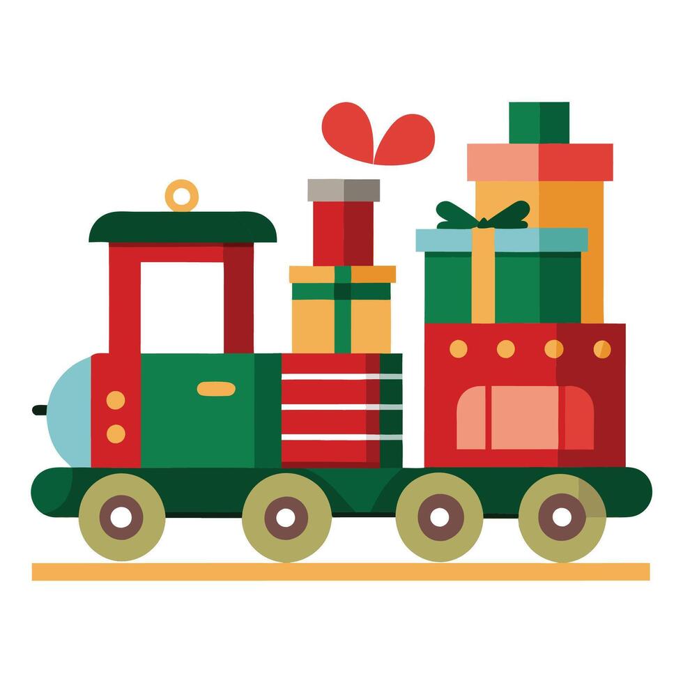 Festive Engine with Gifts vector