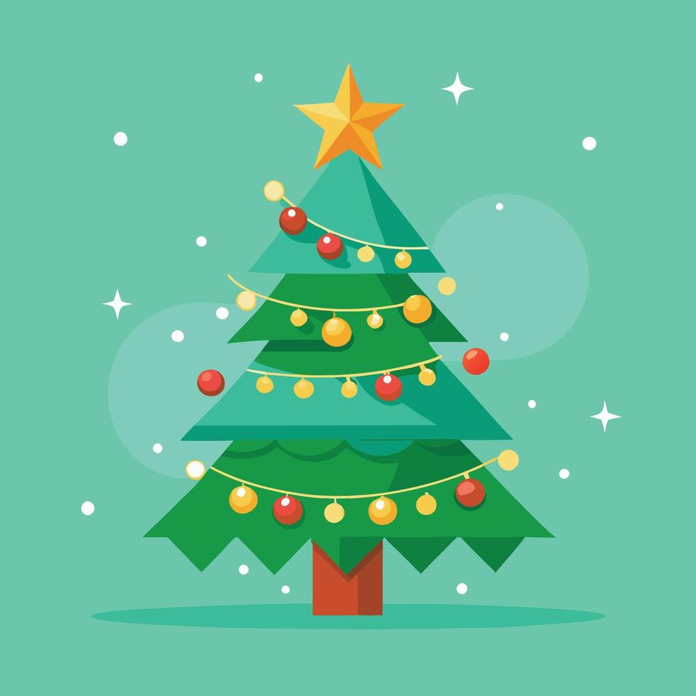 Serene Christmas Tree Setting vector