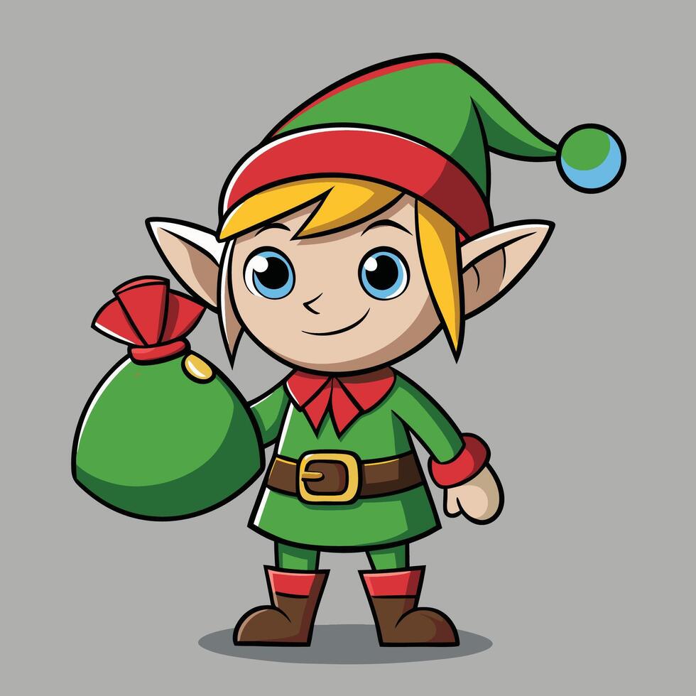 Boy with Holiday Gift Sack vector
