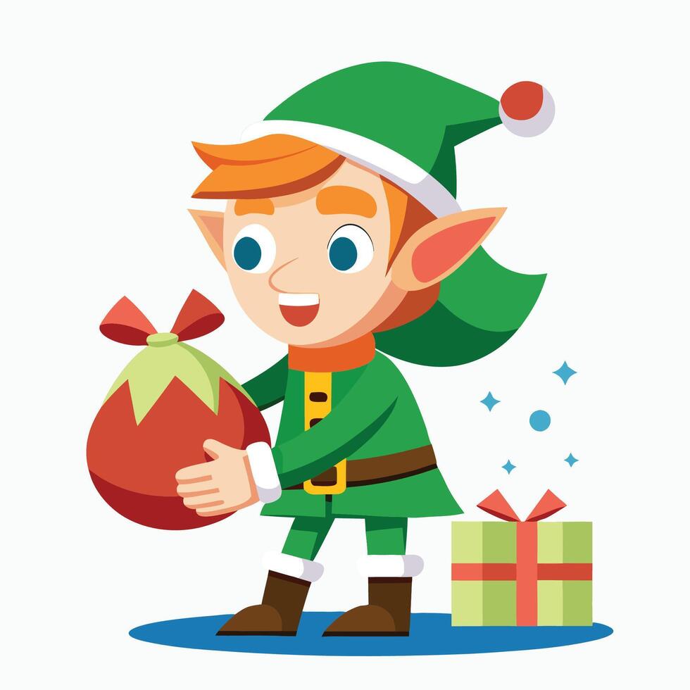 Child with Christmas Bag vector