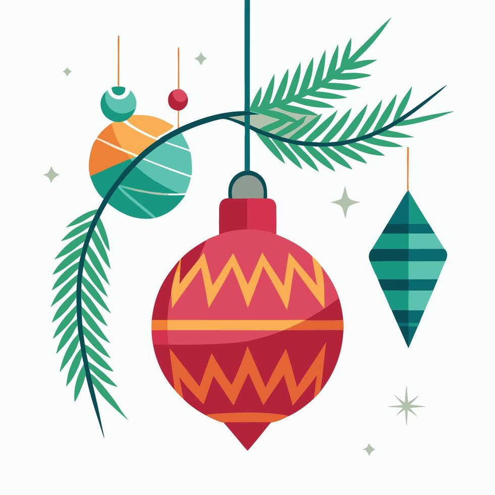 Stunning Holiday Ornaments on White vector