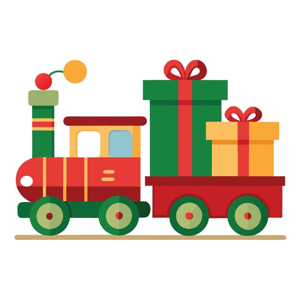 Festive Train with Presents vector