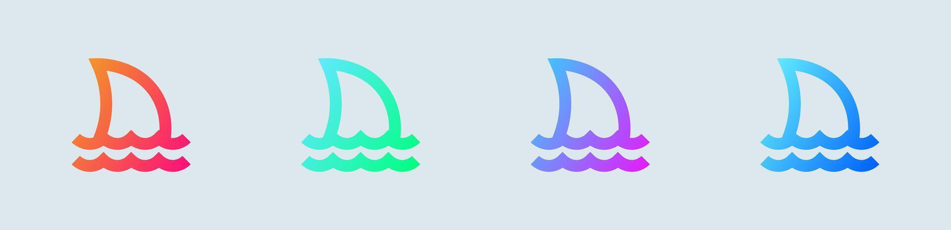Shark line icon in gradient colors. Fish signs illustration. vector