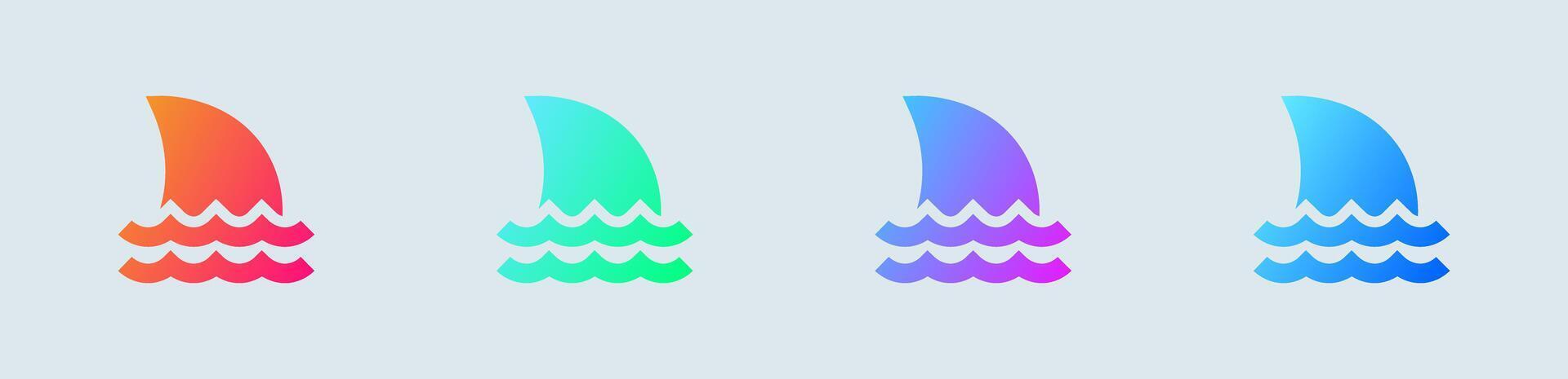 Shark solid icon in gradient colors. Fish signs illustration. vector