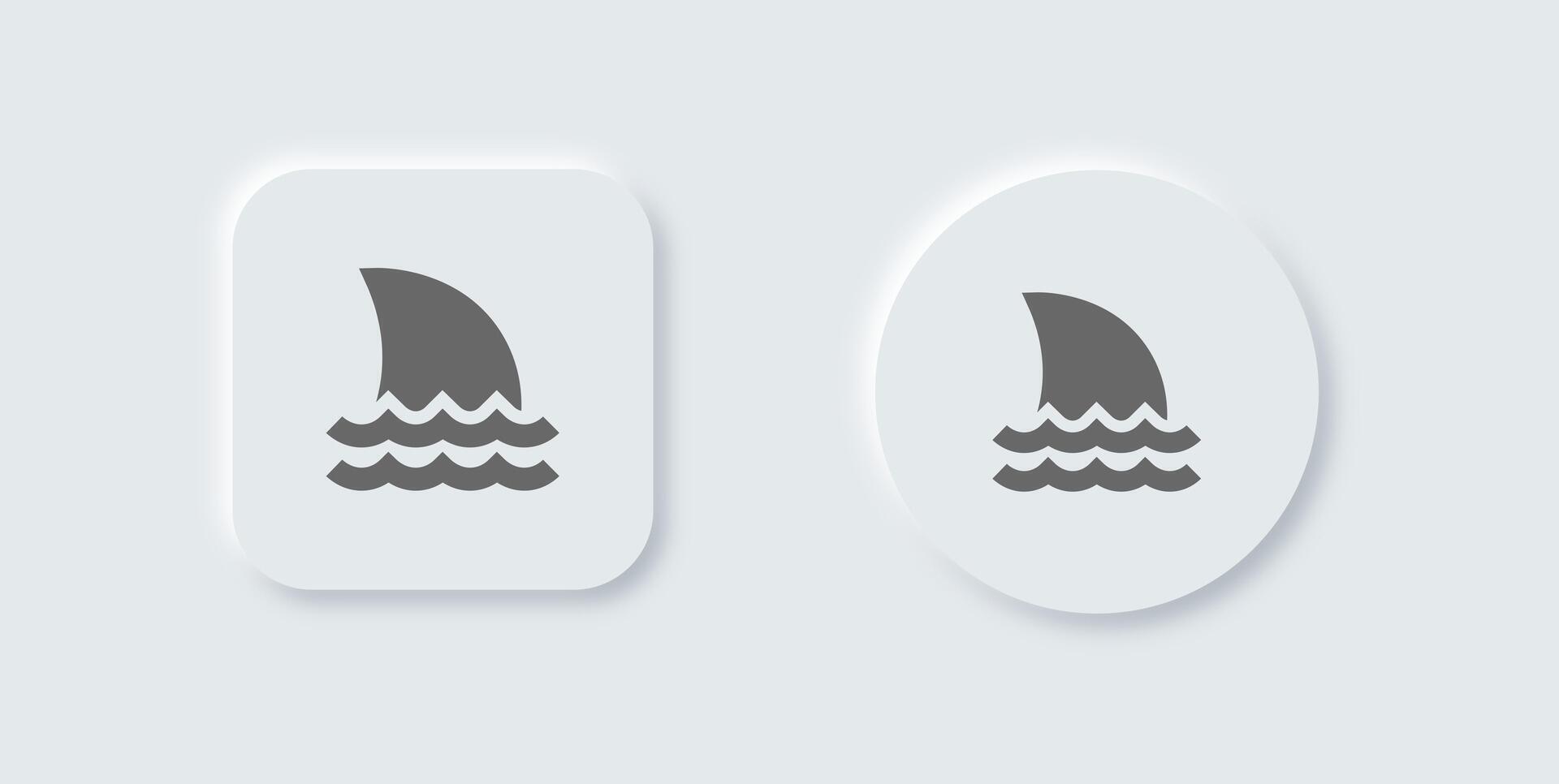 Shark solid icon in neomorphic design style. Fish signs illustration. vector