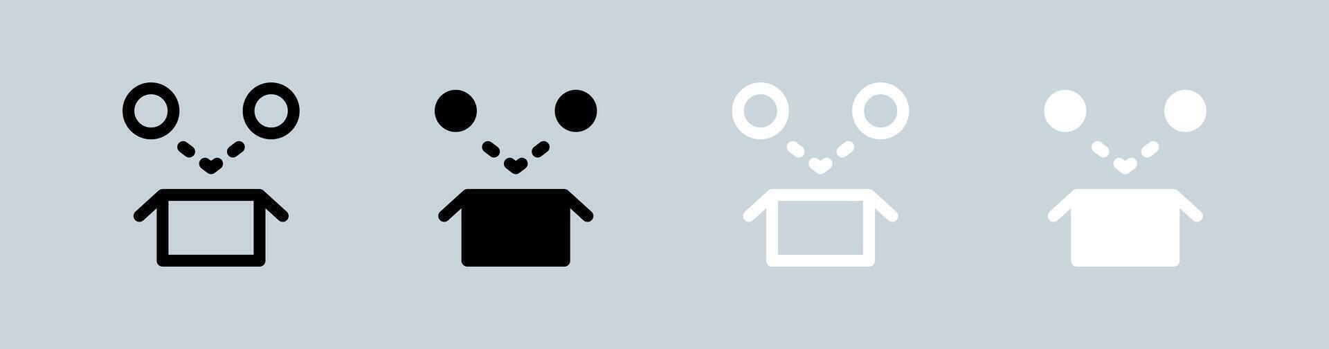 Item icon set in black and white. Package signs illustration. vector