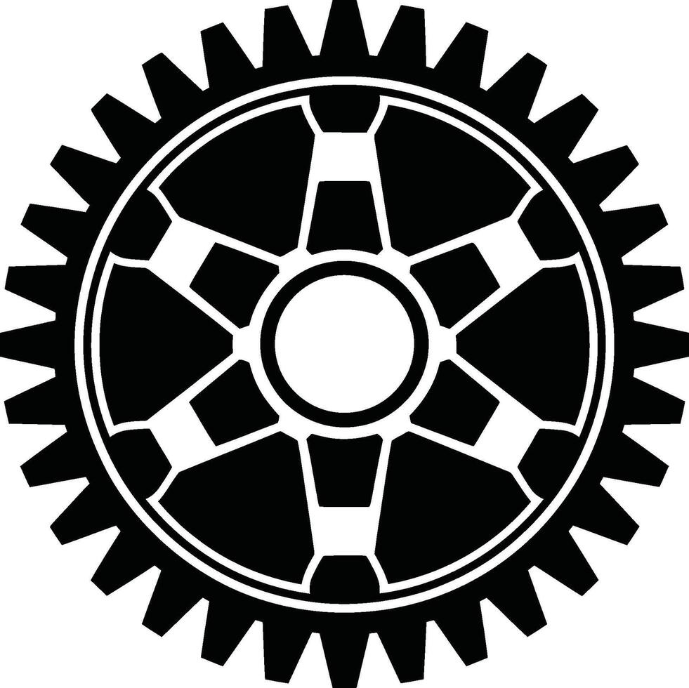 Black Gear Icon on White Background vector