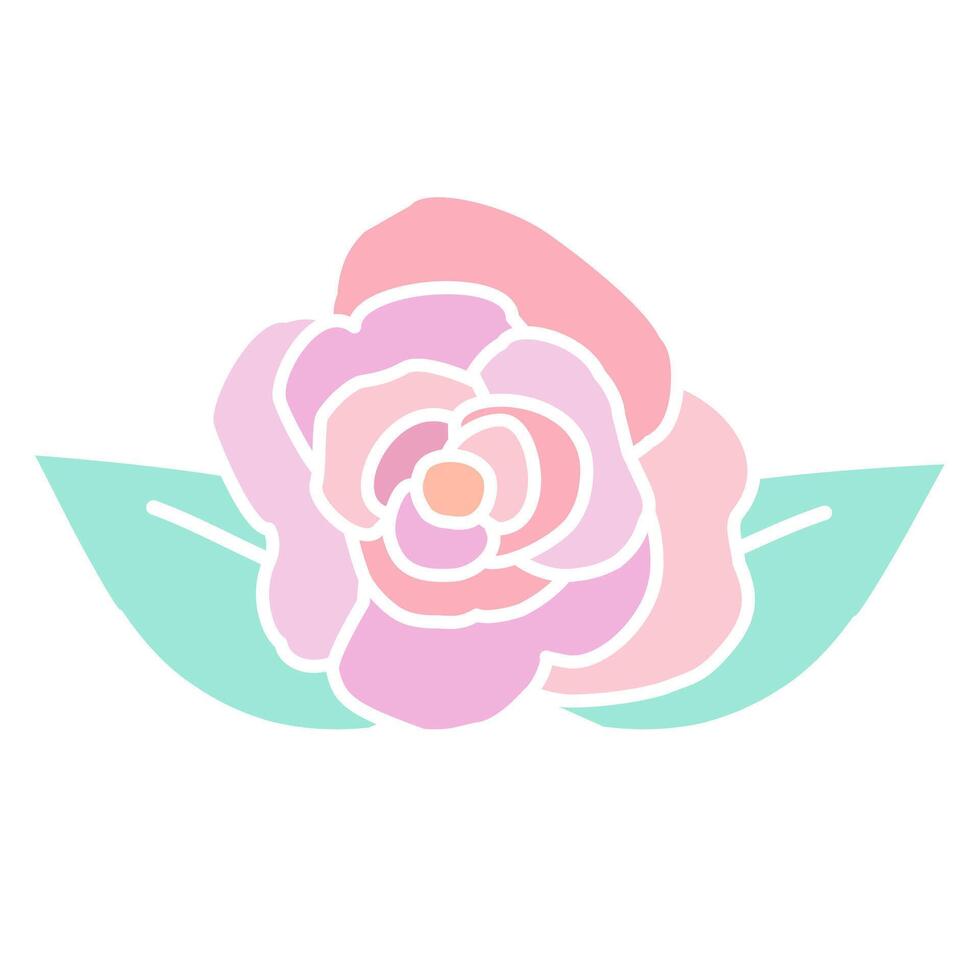 Icon of rose flower. Pink pastel color. vector