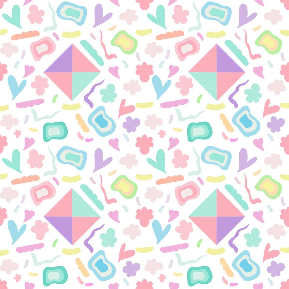 Cute playing for children. Funny style in seamless pattern. vector