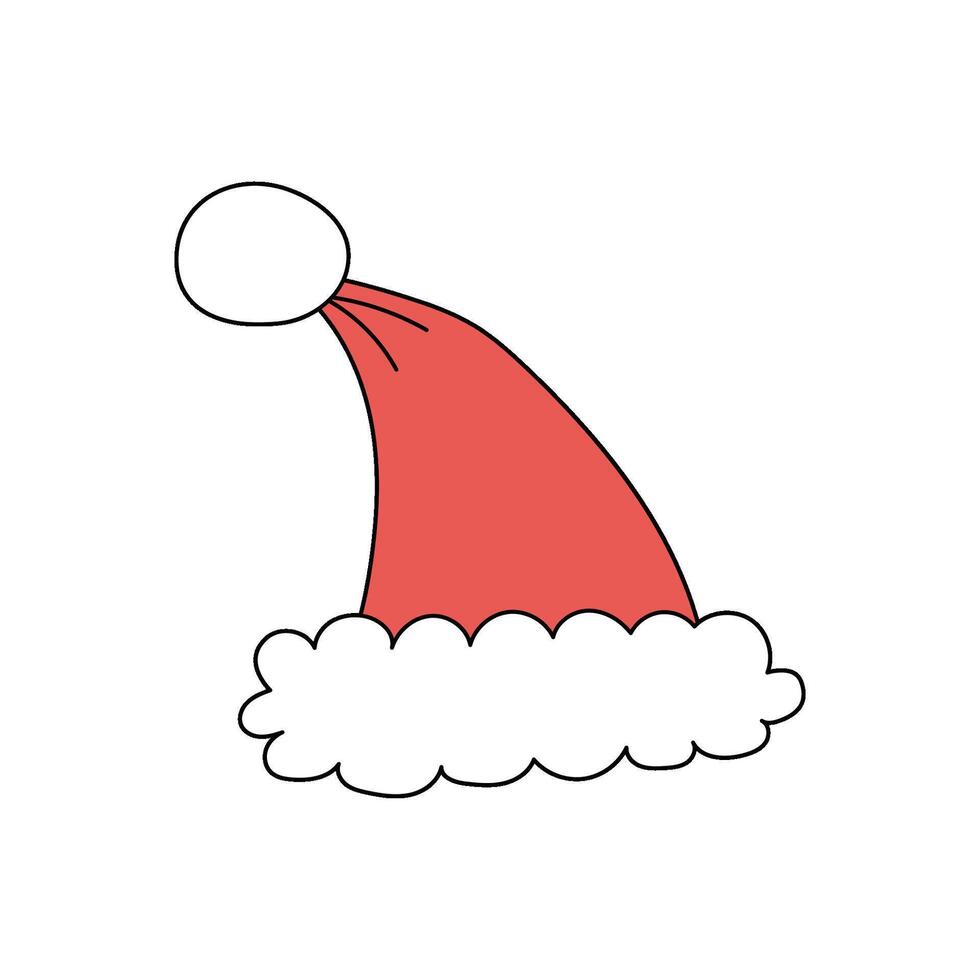 Red Santa Claus hat with white fur. Isolated Object on White Background vector