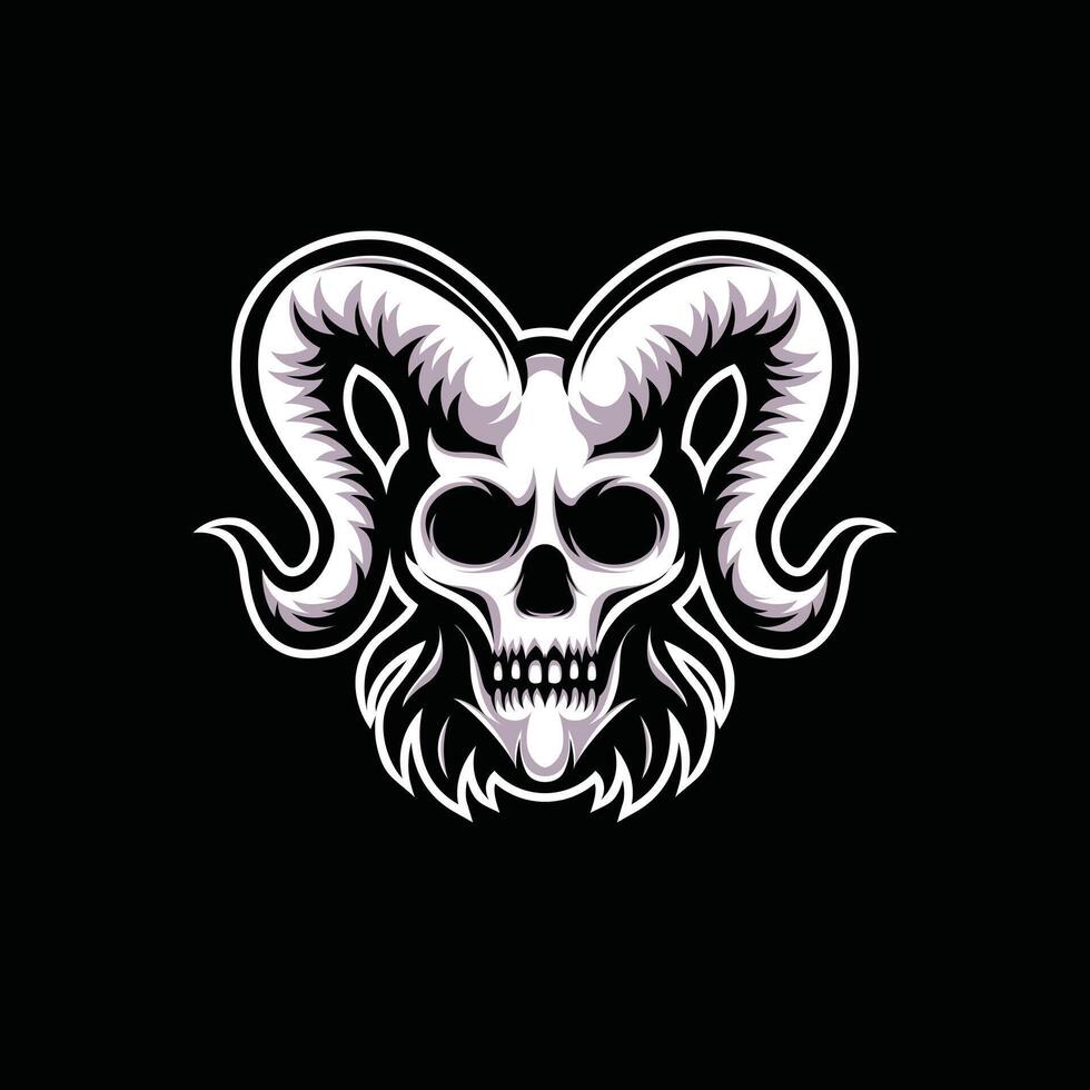 Illustrative Design of a Skull with Horns in a Scary Style vector