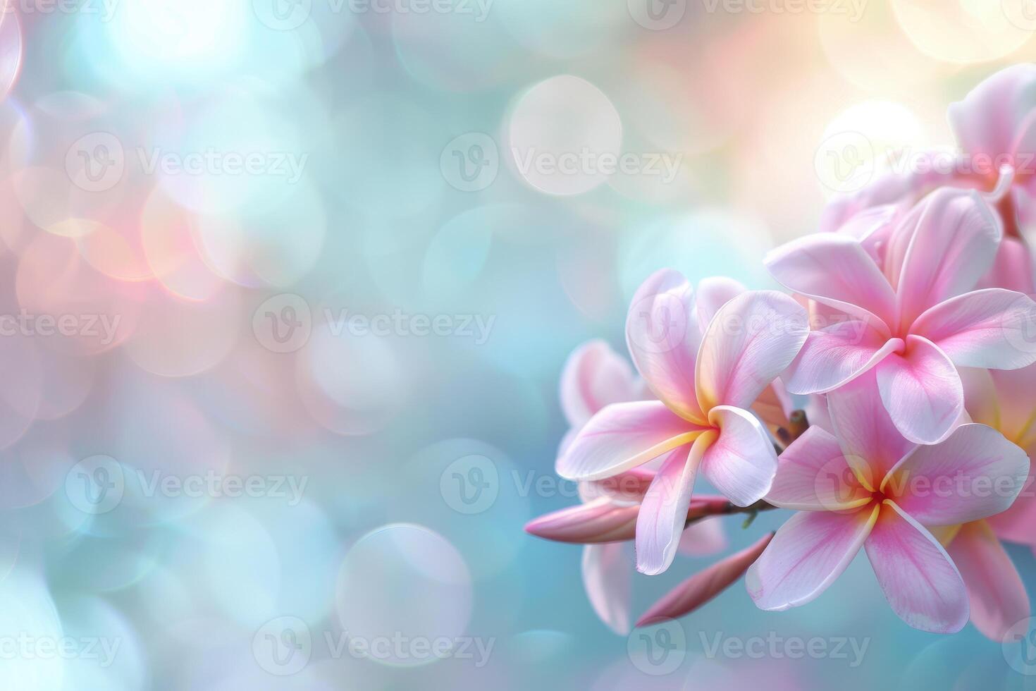 A beautiful copy space image featuring frangipani flowers blooming with a softly blurred background photo