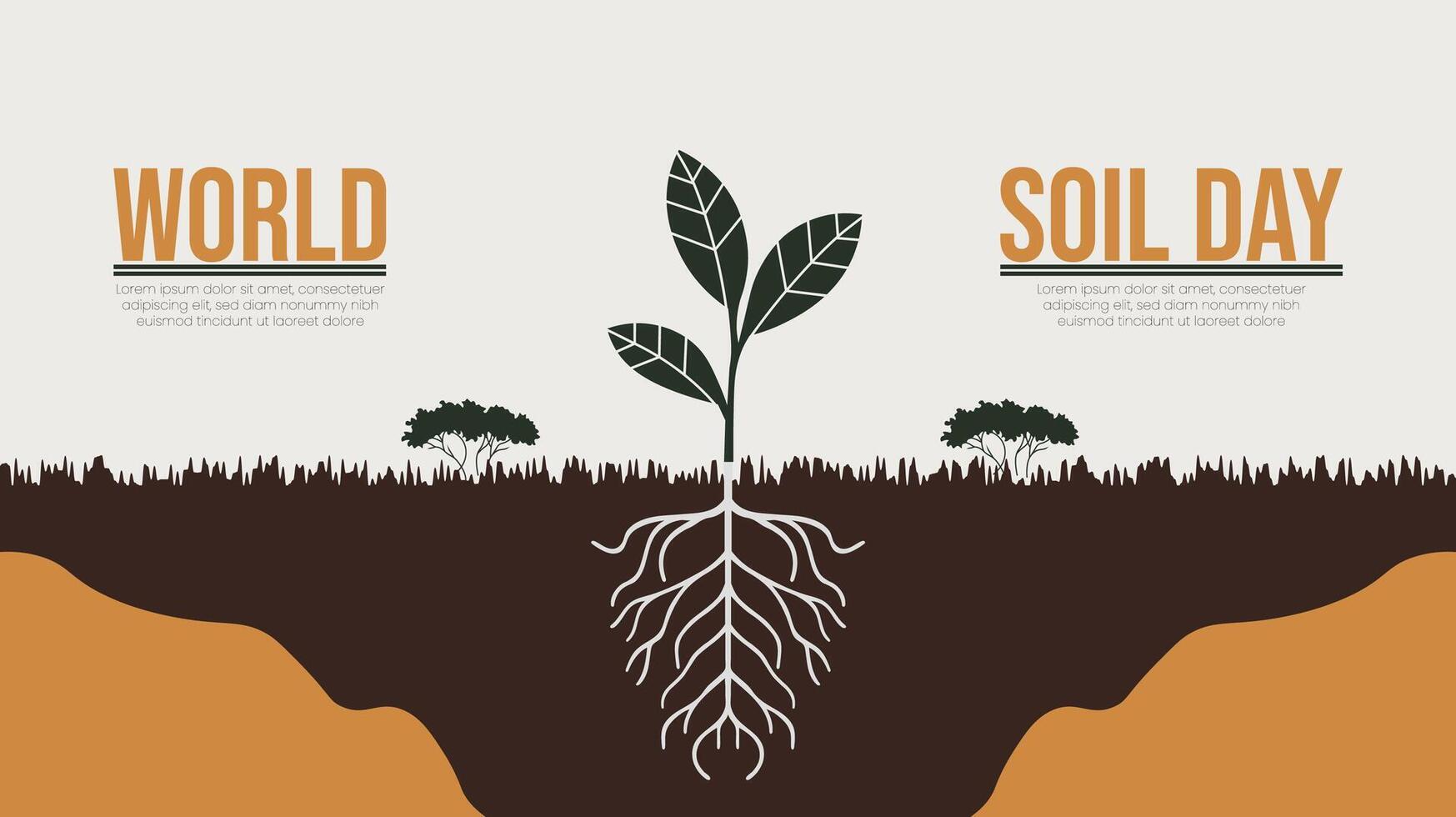 World soil day concept with tree and soil vector