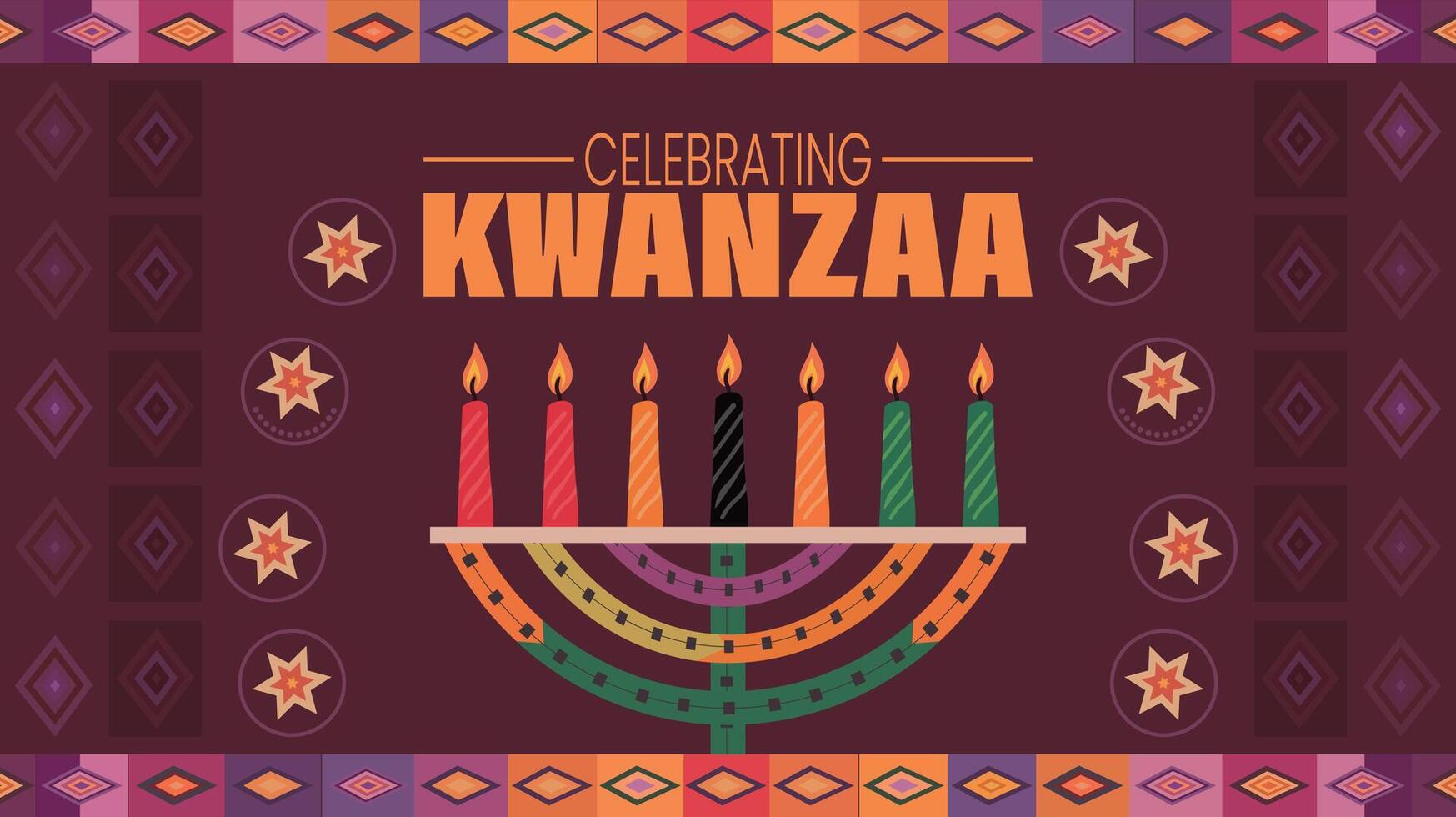 Happy Kwanzaa Illustration Featuring Mazao, Zawadi, Mkeka, Kinara, Gifts, and Candles as Traditional African Holiday Symbols vector