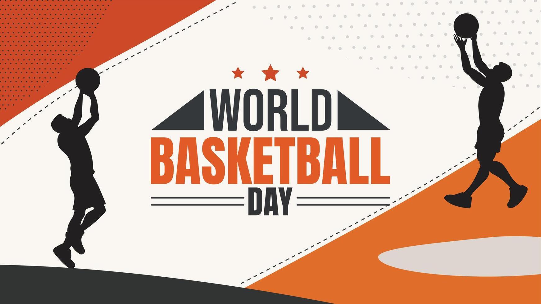 World basketball day poster with silhouette of basketball players vector