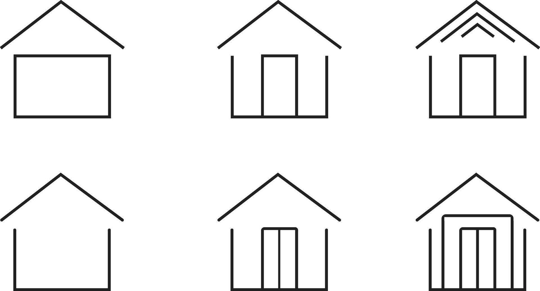 Minimalist House Line Icons Simple Architectural Set for Design vector