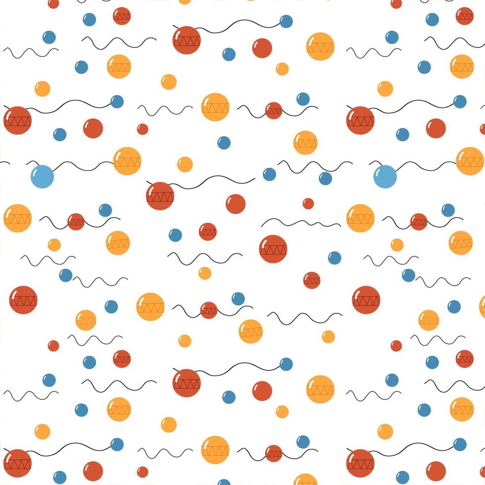 Abstract pattern with Christmas balls and lines vector