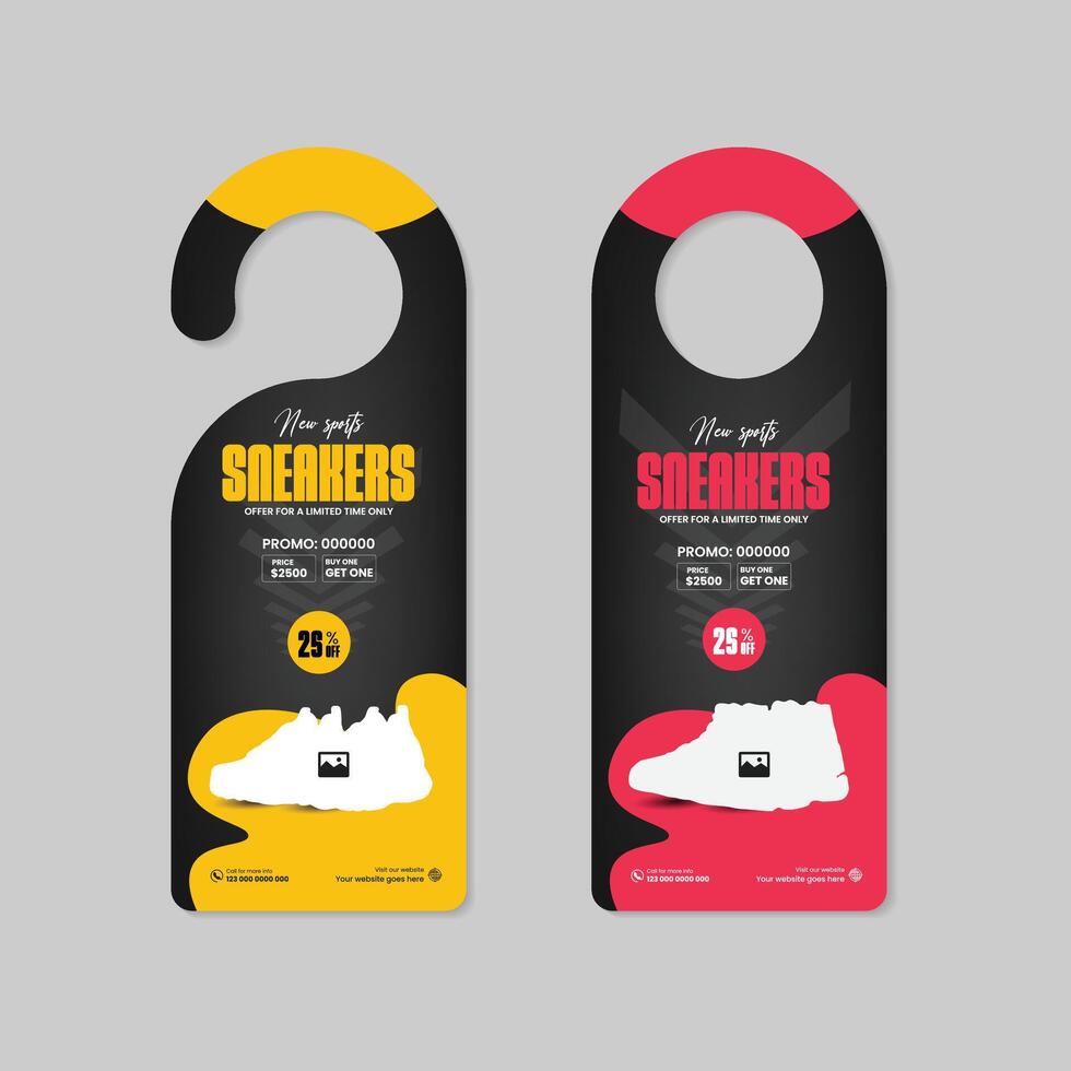 Exclusive Sports Shoe door hanger Design Template two concept variations design vector