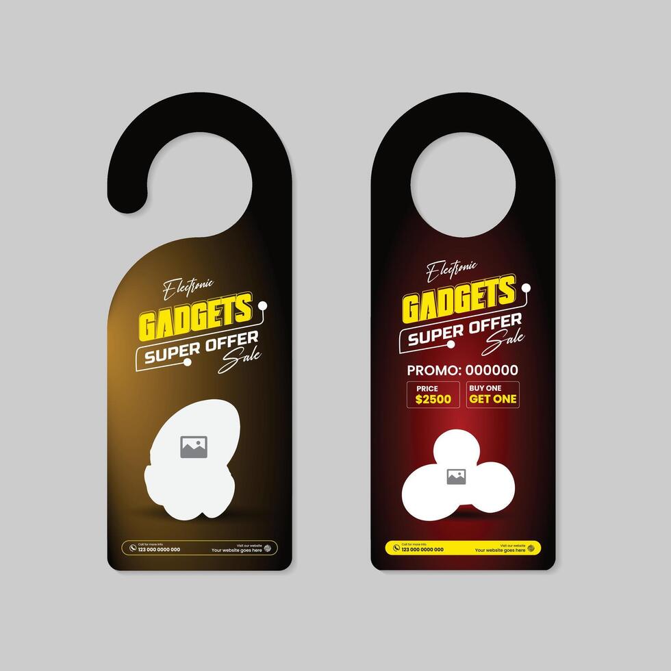Wireless Speaker Sales Door Hanger Template with Two Color Variation Design vector