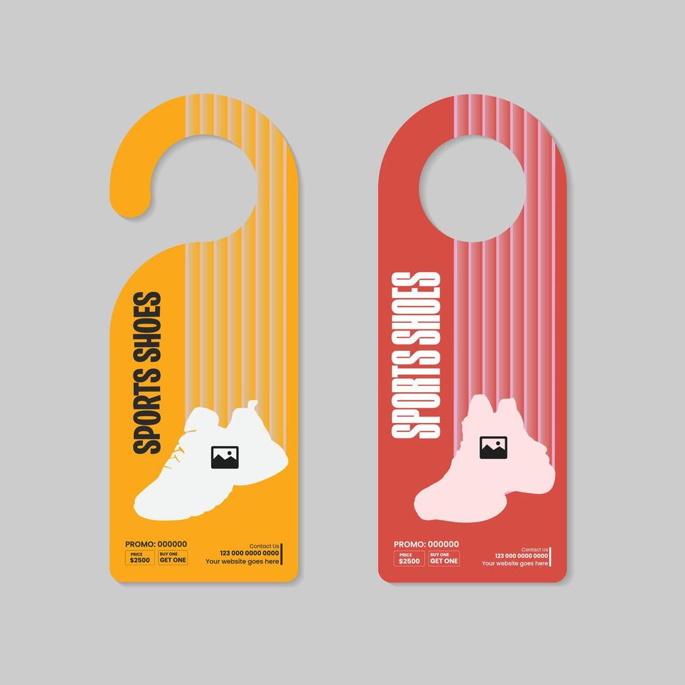 New arrival sports shoe sale door hanger design template two concept variations design bundle vector