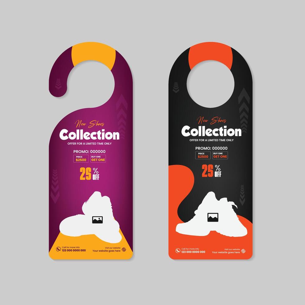 Sports shoe sale door hanger Template design template design template or vertical banner design template vector