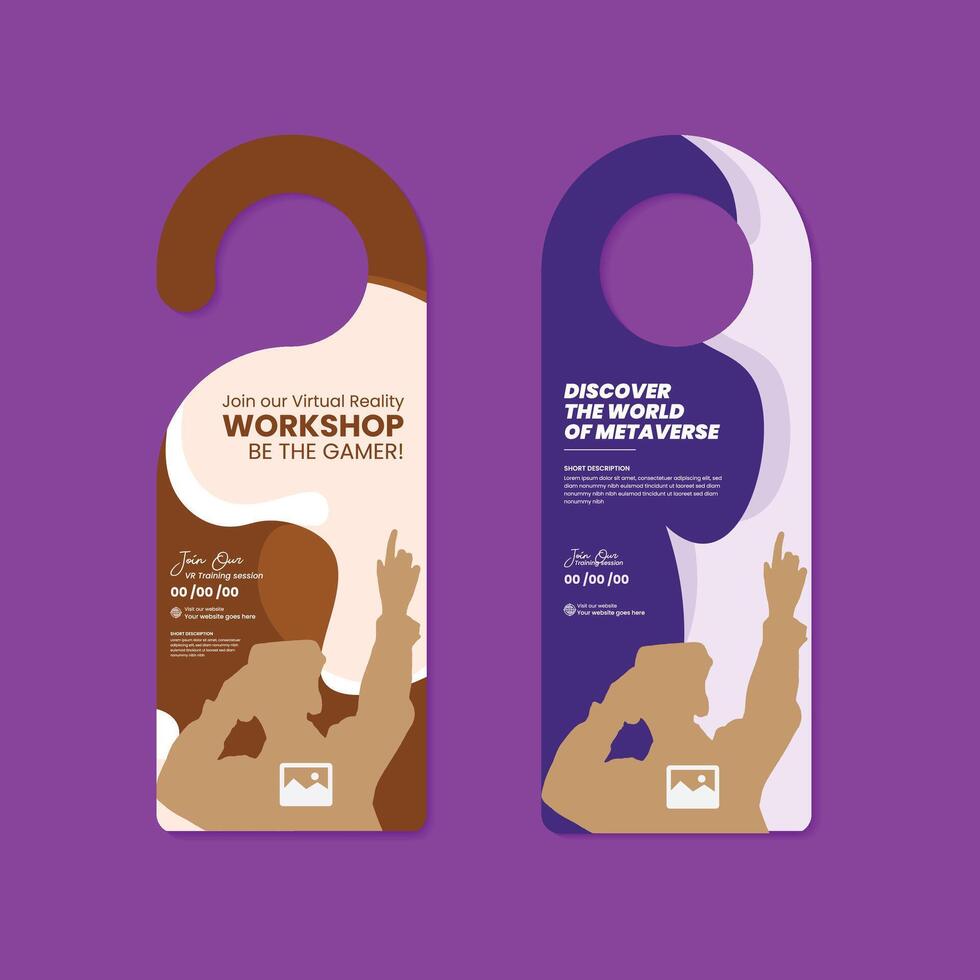 Realistic VR glasses door hanger design template vector