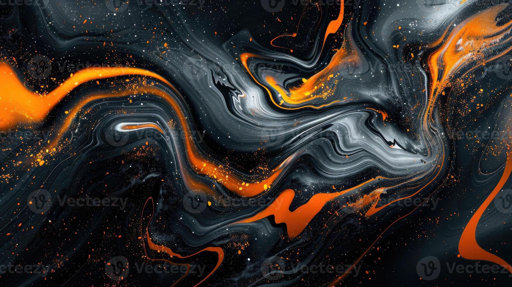 Grainy texture background, black gray orange white abstract color wave, noisy dark banner poster header cover design photo