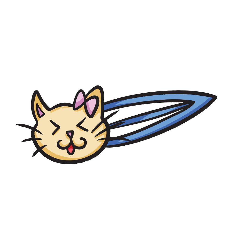 Cute cat face shaped hair clip colorful illustration isolated on square white background. Simple flat outlined cartoon art styled drawing. vector