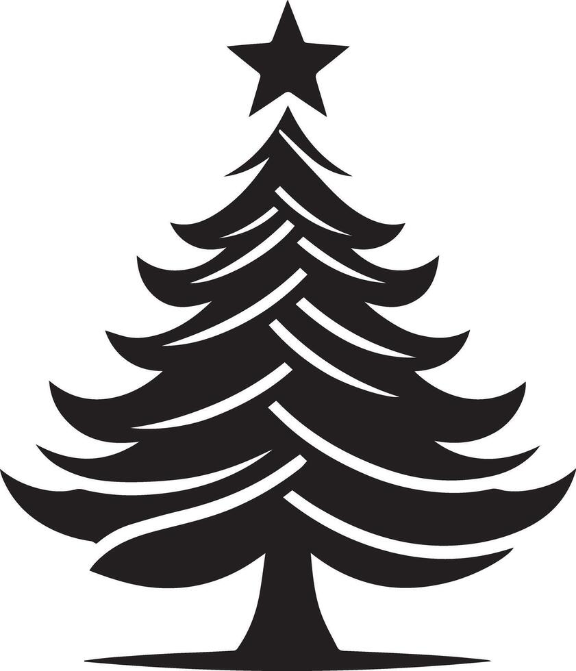Minimalistic Monochrome Christmas Tree Illustration vector
