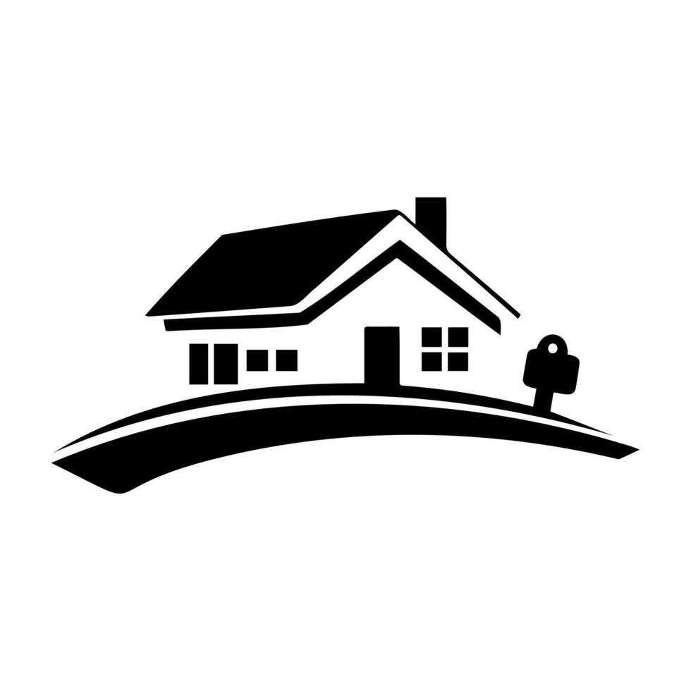 A silhouette of a house on a hill vector
