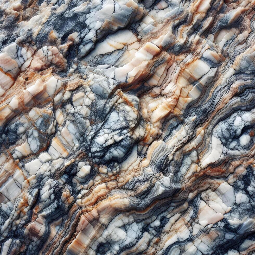 A close up of a marble. A picture of a rock face. Layered rock surface with distinct cracks and varying shades of gray photo