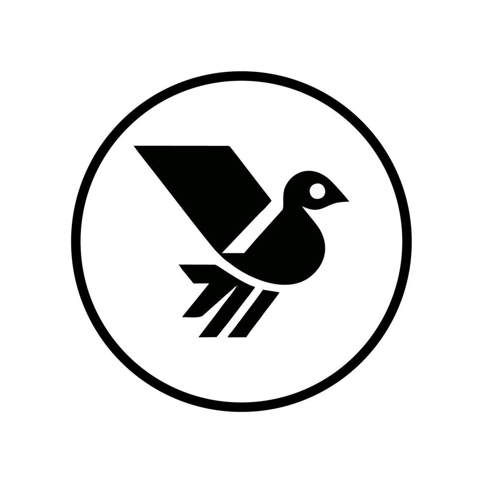 simple bird logo in black and white, bordered by a black circle, as a symbol of infinity vector