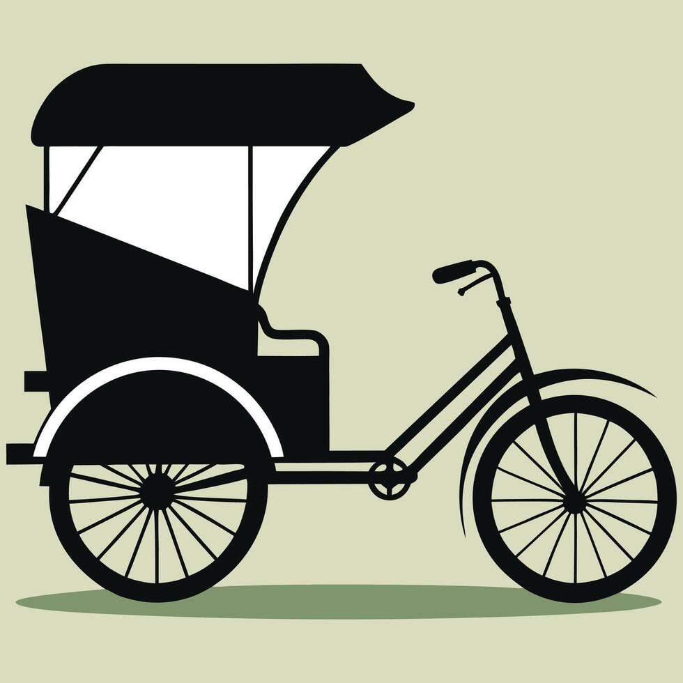Rickshaw becak bandung west Tricycle vehicle Isolated on white background vector