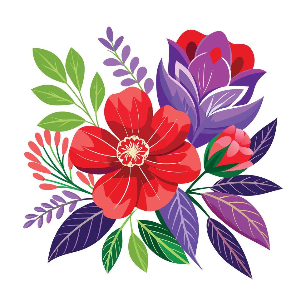 Hand drawn set of orange floral arrangement vector