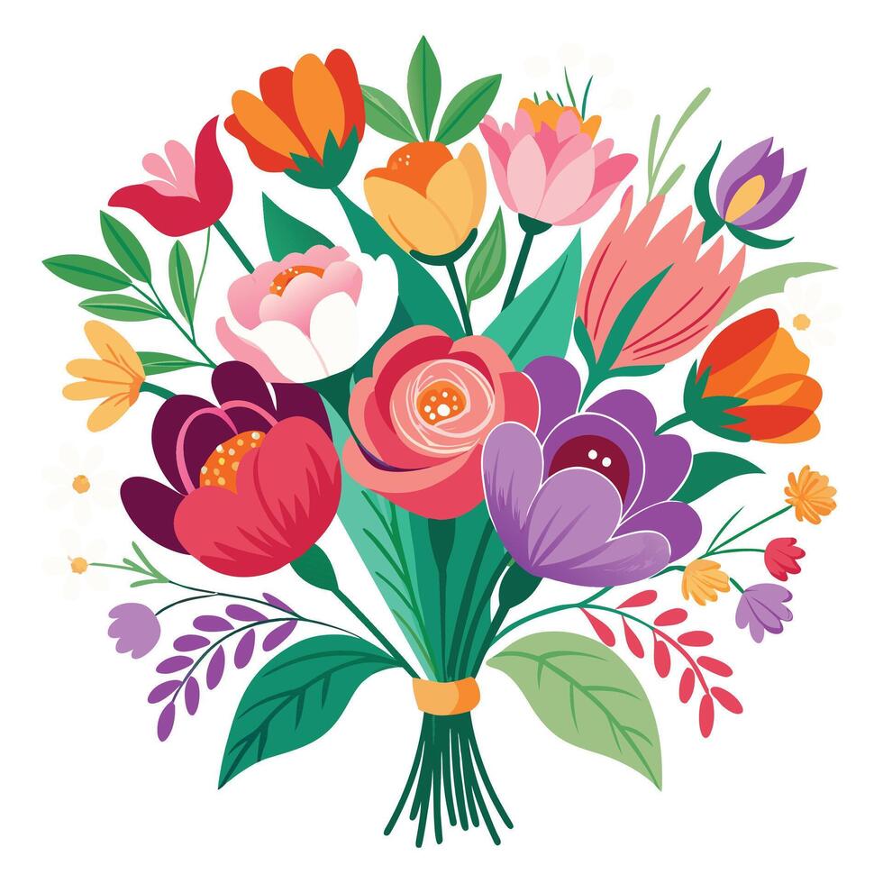 Hand drawn valentine's day flowers illustration vector
