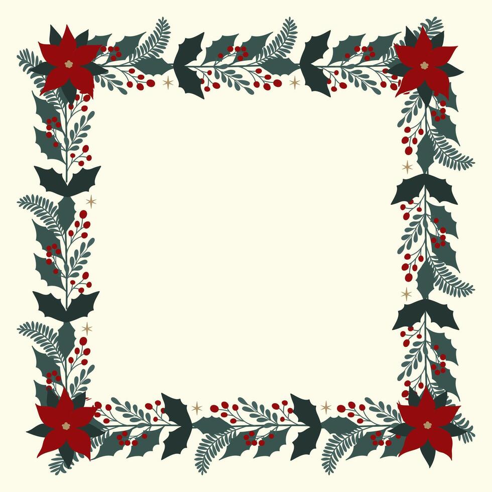 Merry Christmas card with frame and copyspace on a light background vector