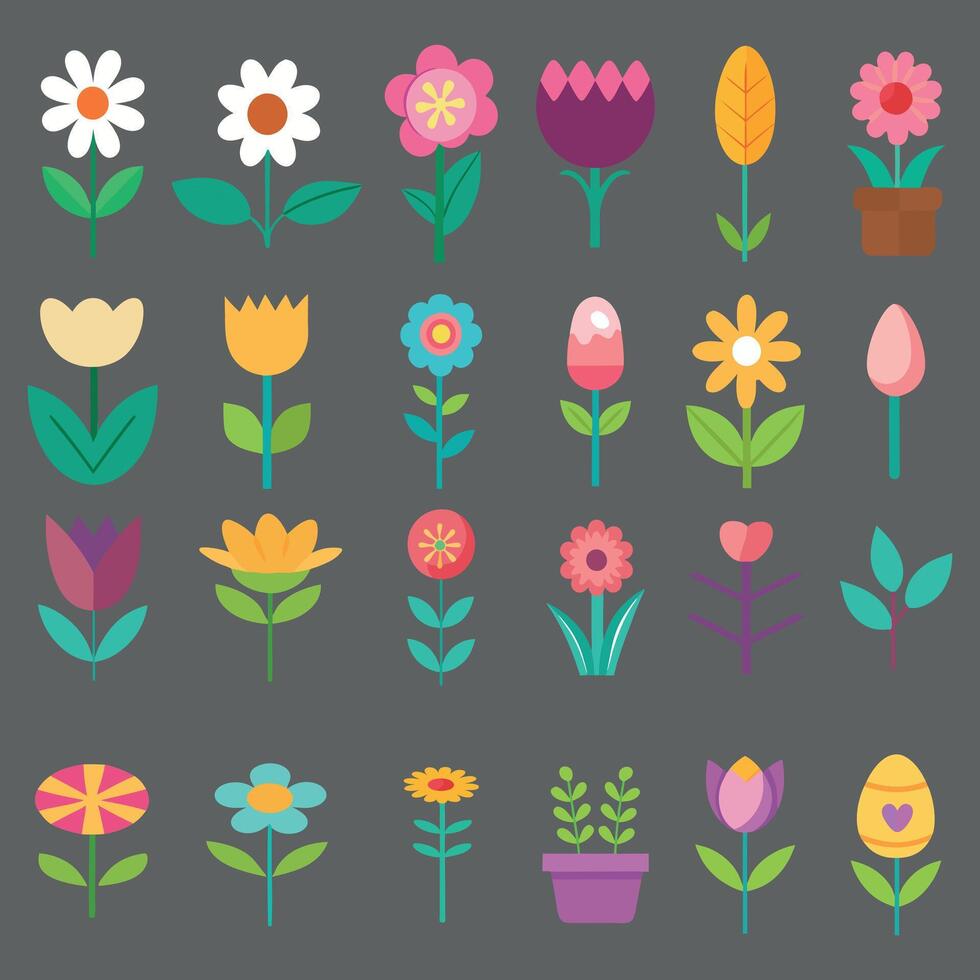 flower element collection vector