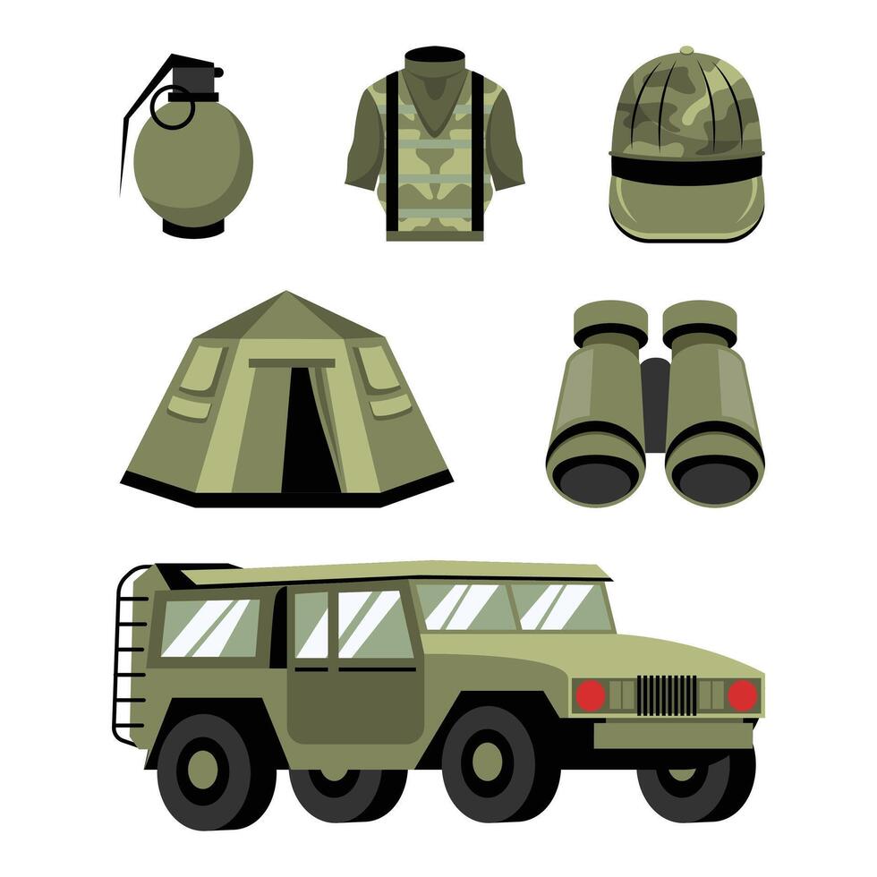 Soldier Equipments Illustrations vector