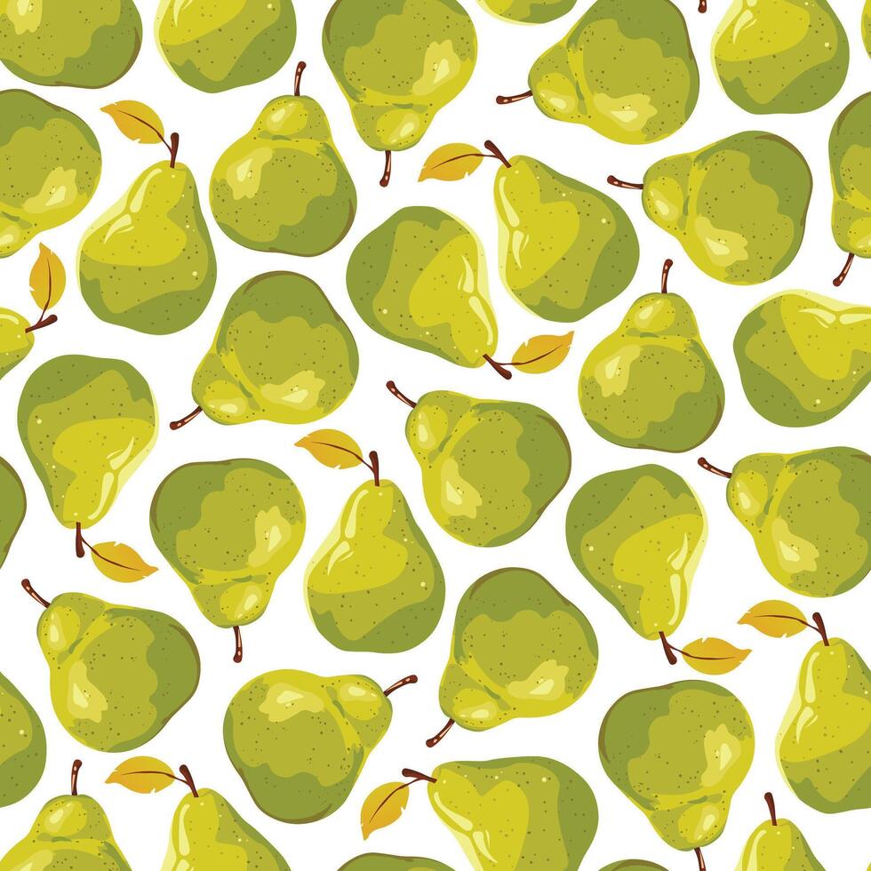 Seamless pattern with bright pears. vector