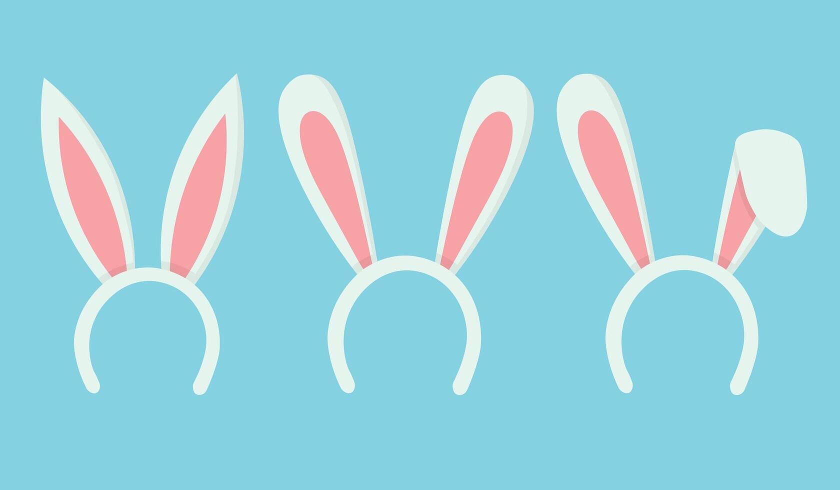 Set of doodle flat clipart headband with bunny ears vector